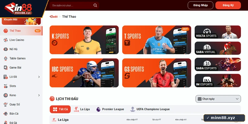 4 sảnh cá cược thể thao Min88 gồm SABA, K-Sports, BTi và IM Sports