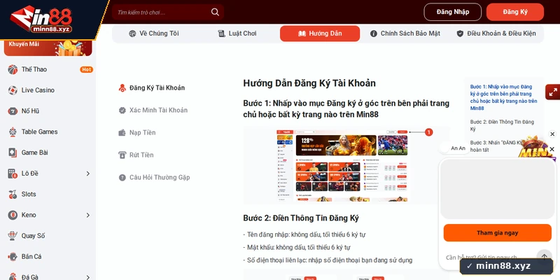 Hệ thống kênh liên hệ hotline Min88, Livechat và Telegram trực tuyến 24/7