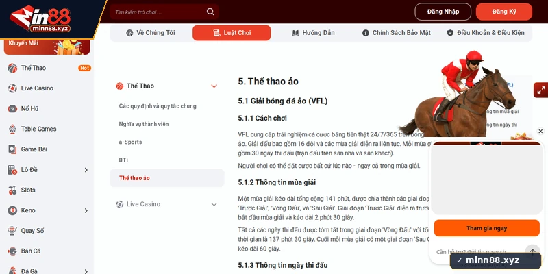 Sảnh Saba thể thao ảo Min88 mô phỏng 3D kết quả minh bạch 3 phút mỗi trận